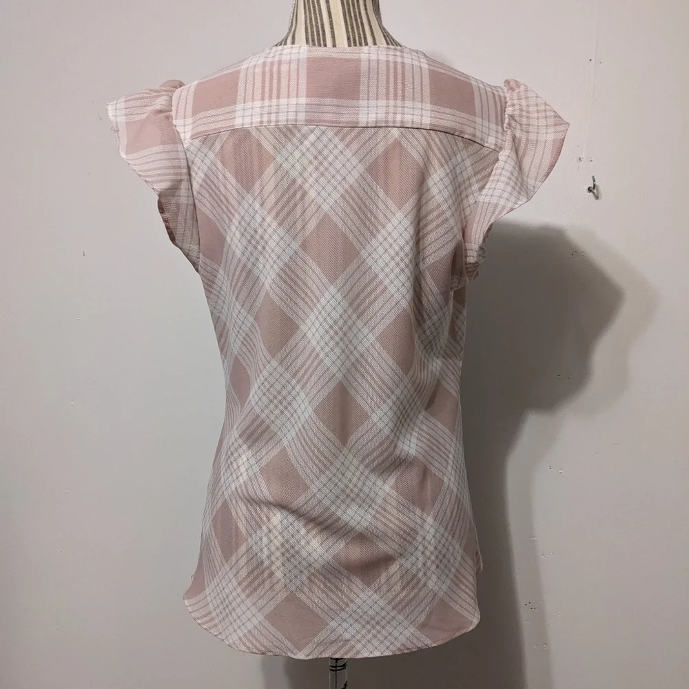 Laundry pink plaid crossover bodice with knot top nwt - Picture 9 of 15